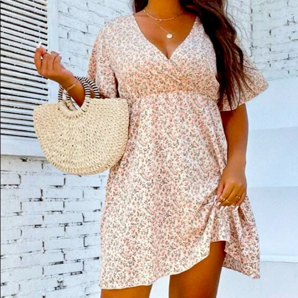 Floral print deep V neck dress size 1x
